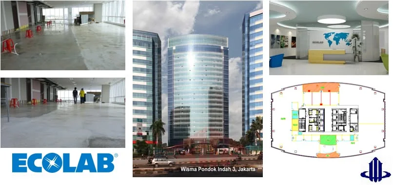 Self Levelling Mortar Application For Carpet Underlayment @Ecolab Office,  Wisma Pondok Indah 3, Jakarta